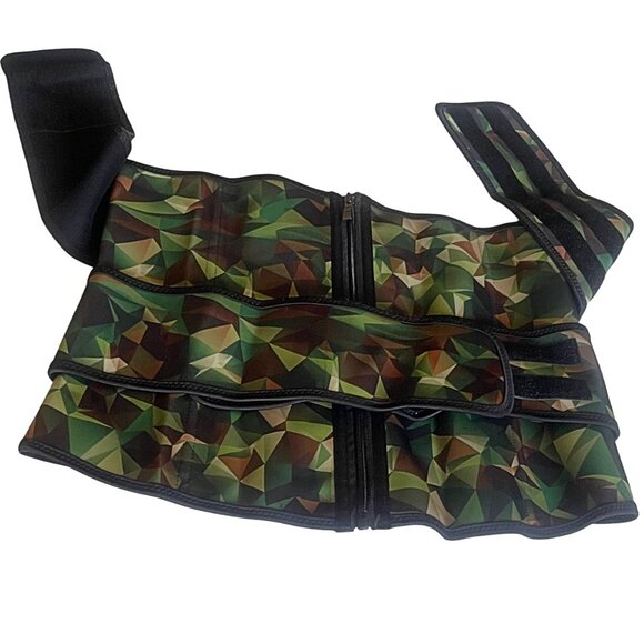 Plus Size Latex Army Camo Print Double Belts High Compression Waist Trainer 3XL - Picture 5 of 8